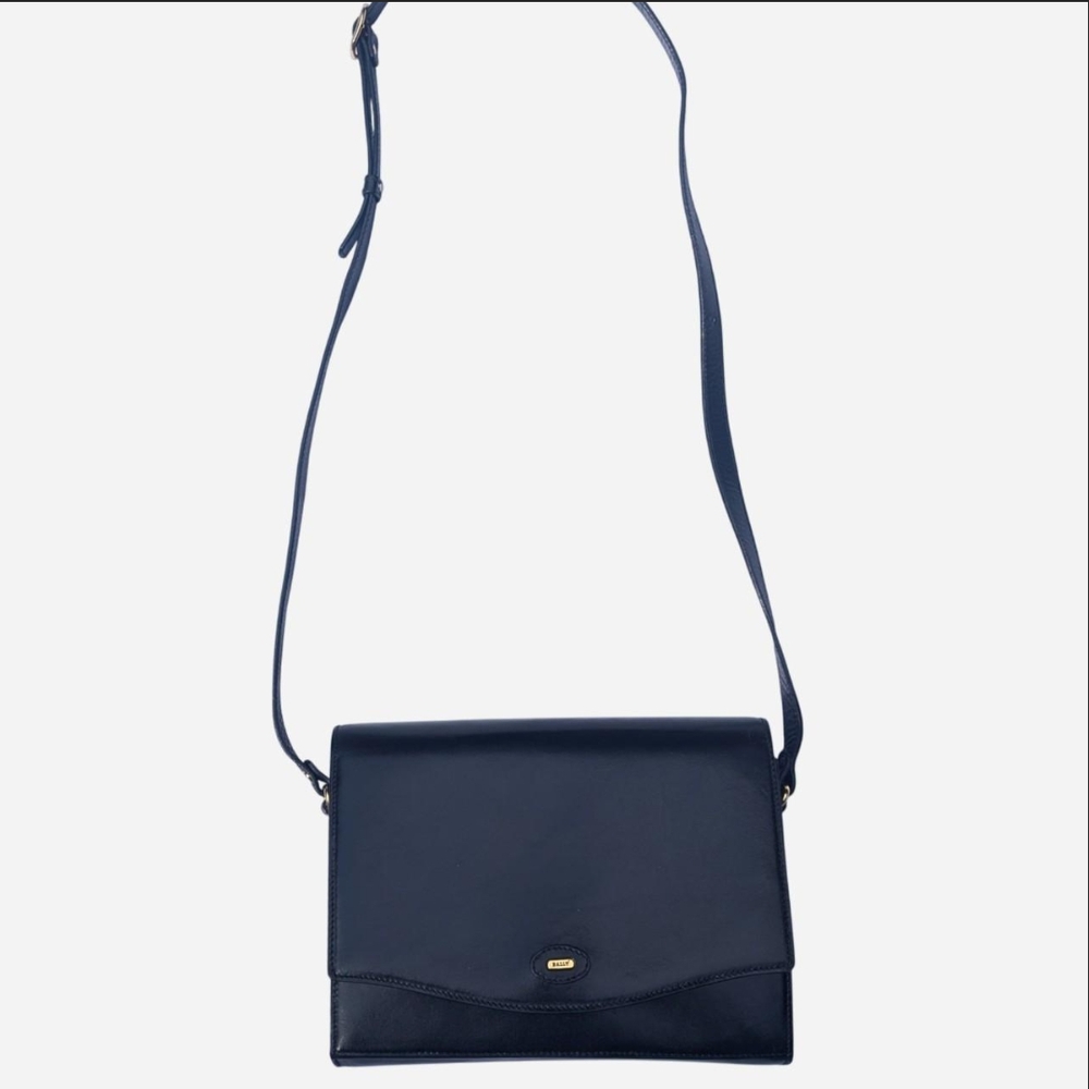 Rare Vintage Bally Black Calfskin Leather Crossbody Shoulder Bag Excellent Cond